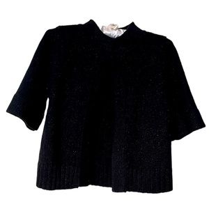 Black & silver glitter dressy shrug with closure, Ann Taylor Loft Sz S